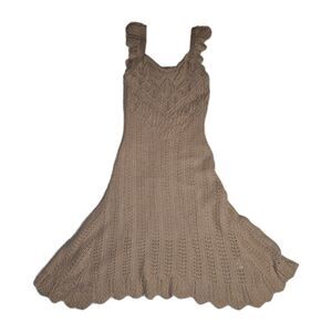 Freshman 1996 Baby Doll Pink Crochet Knit A-Line Ruffle Dress Size S Boho Fairy